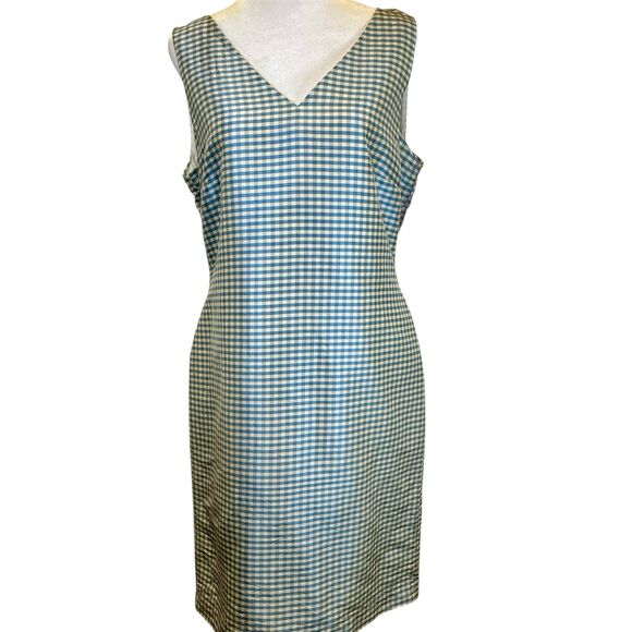 Laura Ashley 100% Silk SHEATH Sleeveless Seafoam Lined‎ Dress Sz 10 Vtg 1980's - Picture 1 of 8